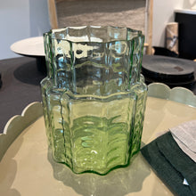 Load image into Gallery viewer, Green Vase with Transparent Waves