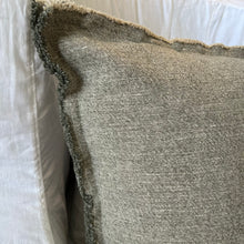 Load image into Gallery viewer, Adelene Simple Cloth Grain Sack Olive Pillow w/down Insert