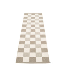 Load image into Gallery viewer, cream and dark linen checkered rug on a white floor