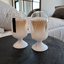 Load image into Gallery viewer, two small match cloches on a black wooden table