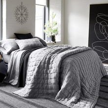 Load image into Gallery viewer, Black rug under a bed in a bedroom setting