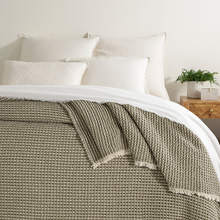 Load image into Gallery viewer, Sage blanket on white bed setting