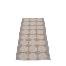 Load image into Gallery viewer, Mud metallic and mud colored rug with 8 rows of 3 dots on a white background