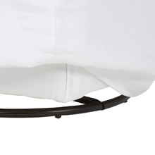 Load image into Gallery viewer, bottom of the white cali chair and the swivel portion of the chair on a white background