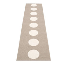Load image into Gallery viewer, grey rug with cream dots on a white floor (inverse side)