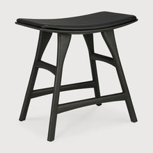 Load image into Gallery viewer, Black oak ethnicraft dining osso stool with leather upholstery on a white background