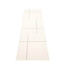 Load image into Gallery viewer, Inverse photo of the last rug so it's white with cream geometric lines laid on a white floor