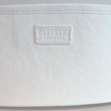 Load image into Gallery viewer, Close up branding on the white tote