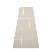 Load image into Gallery viewer, Grey rug with white geometric lines laid on a white floor