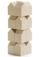 Load image into Gallery viewer, Stacked wooden houses in a white background