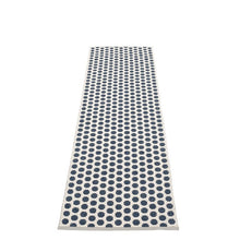 Load image into Gallery viewer, white rug with blue polkadots
