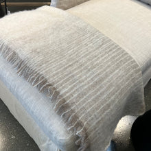 Load image into Gallery viewer, Natural &amp; Flax Thin Striped Blanket
