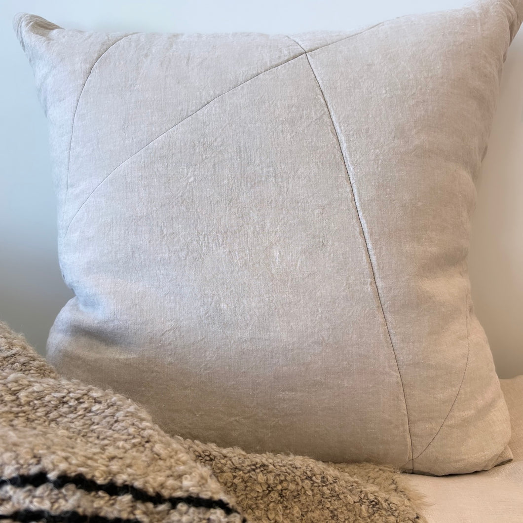 Adelene Simple Cloth Linen Quilted Pillow Case (including down cushion)