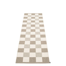 Load image into Gallery viewer, cream and dark linen checkered rug on a white floor
