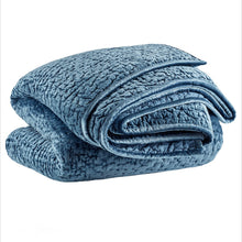 Load image into Gallery viewer, slate velvet quilt folded up on a white background
