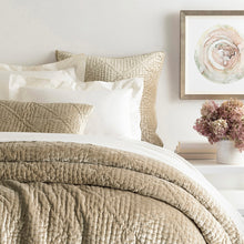 Load image into Gallery viewer, topaz velvet quilt on a bed with flowers and art next to it
