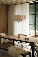 Load image into Gallery viewer, Folia Pendant Large Scalloped Natural Linen Pendant
