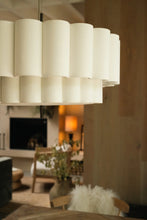Load image into Gallery viewer, Folia Pendant Large Scalloped Natural Linen Pendant
