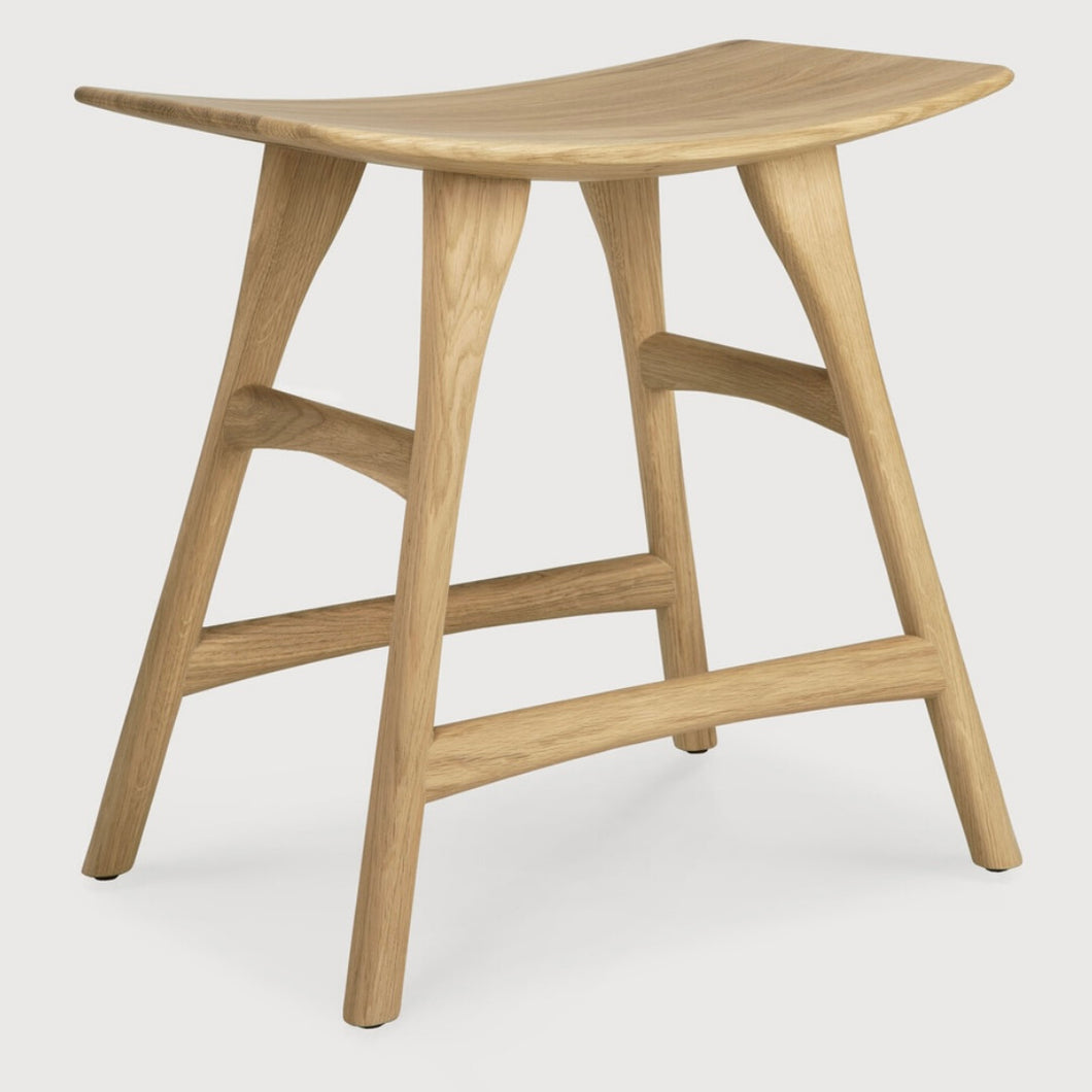 Oak ethnicraft dining osso stool on a white background 