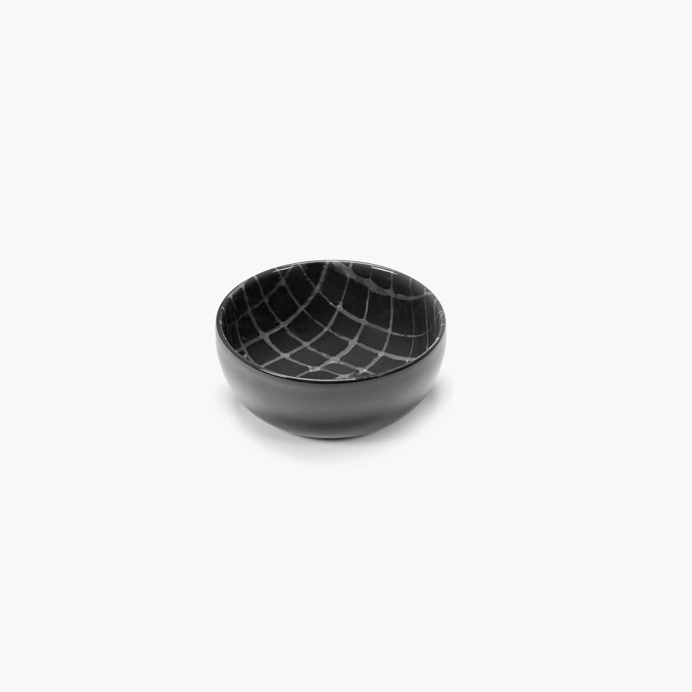 small black and grey bowl from a higher view point