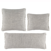 Load image into Gallery viewer, All three sized grey pillows on white background
