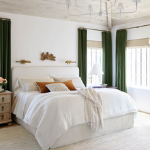 Load image into Gallery viewer, Plaster sheets in a white bedroom setting and green curtains. 
