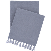 Load image into Gallery viewer, Pewter blue throw on white background

