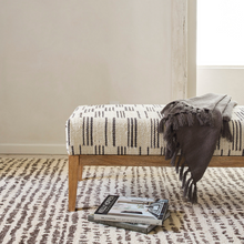 Load image into Gallery viewer, Iron throw on top of a white and brown fabric bench
