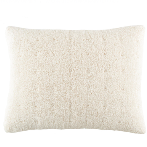 Ivory marshmallow fleece sham on a white background