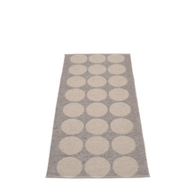 Load image into Gallery viewer, Mud metallic and mud colored rug with 8 rows of 3 dots on a white background
