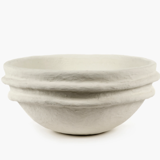 Paper mache bowl on white background