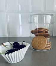 Load image into Gallery viewer, large clear kinto glass case with cookies in them next to a coffee filter and cherries
