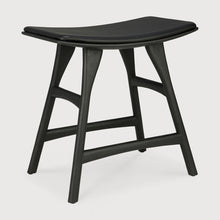 Load image into Gallery viewer, Black oak ethnicraft dining osso stool with leather upholstery on a white background
