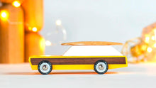Load image into Gallery viewer, Yellow and wooden toy car from Candylab
