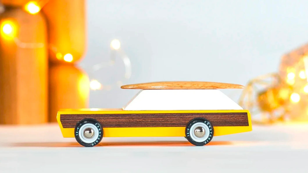 Yellow and wooden toy car from Candylab