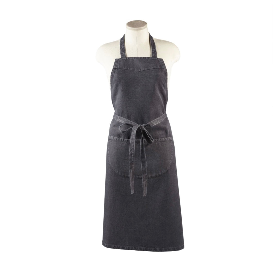 charcoal colored apron on a mannequin on a white background