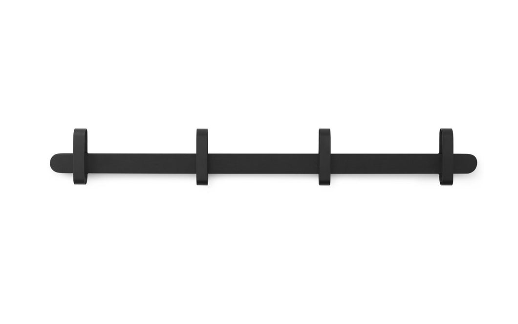 whole photo of the black coat hanger on a white background
