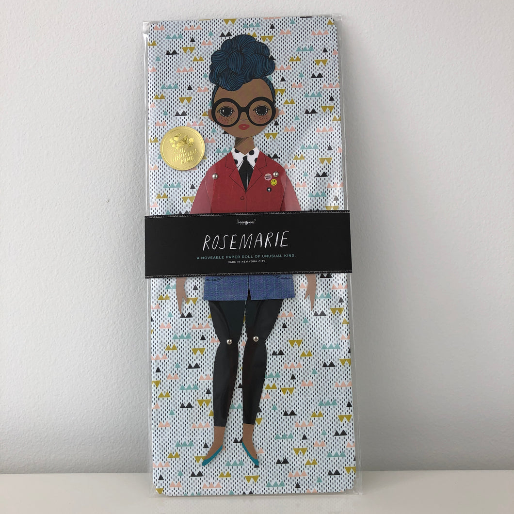 paper doll with black hair and a school girl outfit 