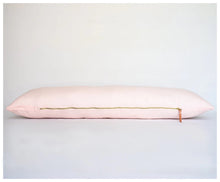 Load image into Gallery viewer, full view of the pink lumbar pillow laid on the white background
