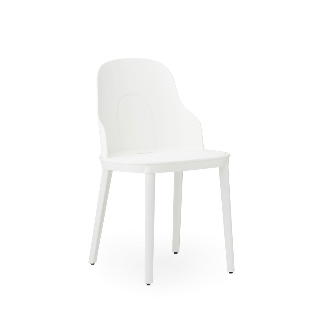 View from front angle of Normann Copenhagen Allez Chair white with standard seat,