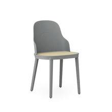 Load image into Gallery viewer, View from front angle of Normann Copenhagen Allez Chair , gray with wicker seat,
