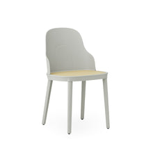 Load image into Gallery viewer, View from front angle of Normann Copenhagen  Allez Chair , gray with wicker seat,
