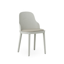 Load image into Gallery viewer, View from front angle of Normann Copenhagen Allez Chair lite grey with leather seat,
