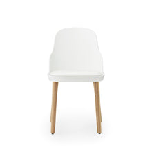Load image into Gallery viewer, View from front of Normann Copenhagen Allez Chair white with leather seat,

