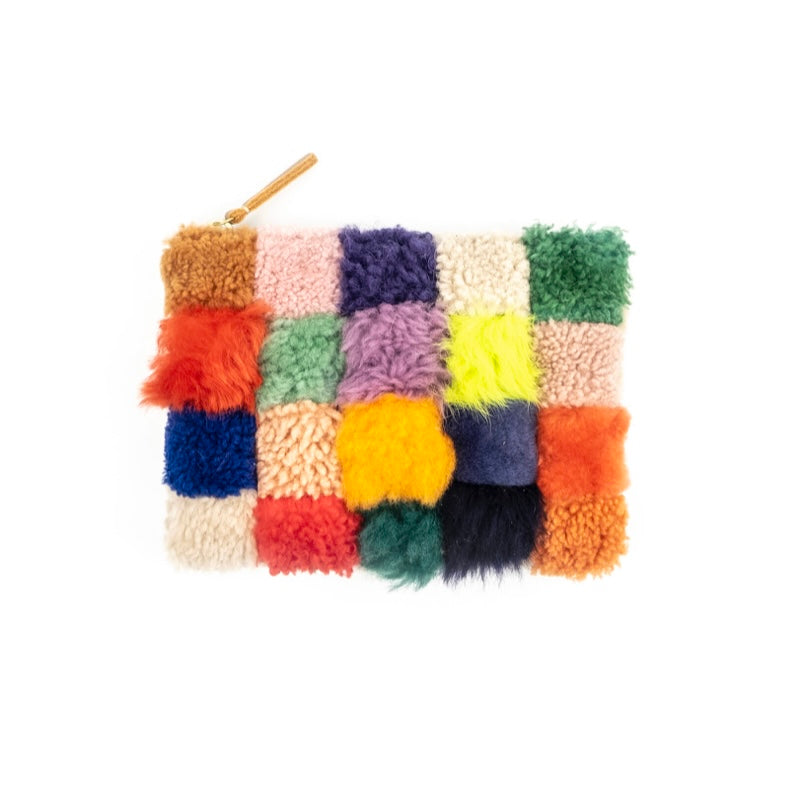 colorful scraps pouch on a white background