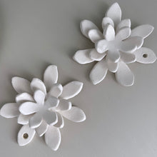 Load image into Gallery viewer, Two ceramic white flowers on a white table
