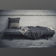 Load image into Gallery viewer, grey and cream libeco throw on a grey couch next to a grey pillow
