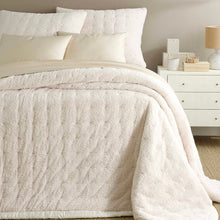 Load image into Gallery viewer, Front view of a bed with the white throw as a comforter
