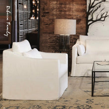 Load image into Gallery viewer, white Rebecca chair in a living room setting with another white couch 

