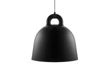 Load image into Gallery viewer, Matte black Normann Copenhagen bell light in a white space
